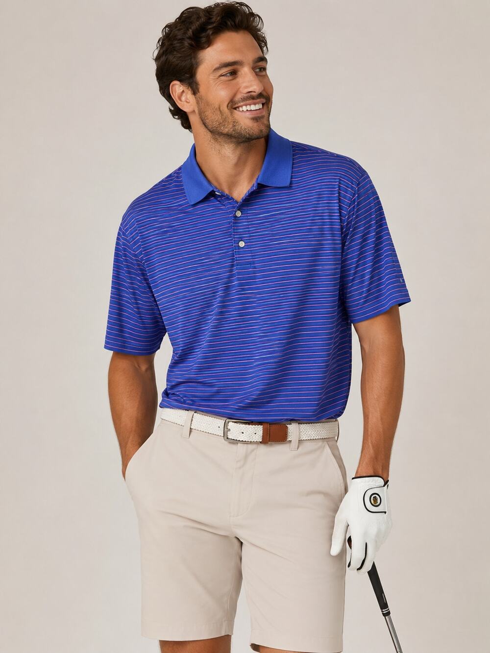 Bobby Jones Players XL Blue Orange Striped Golf Polo Shirt  Classic Preppy Men's